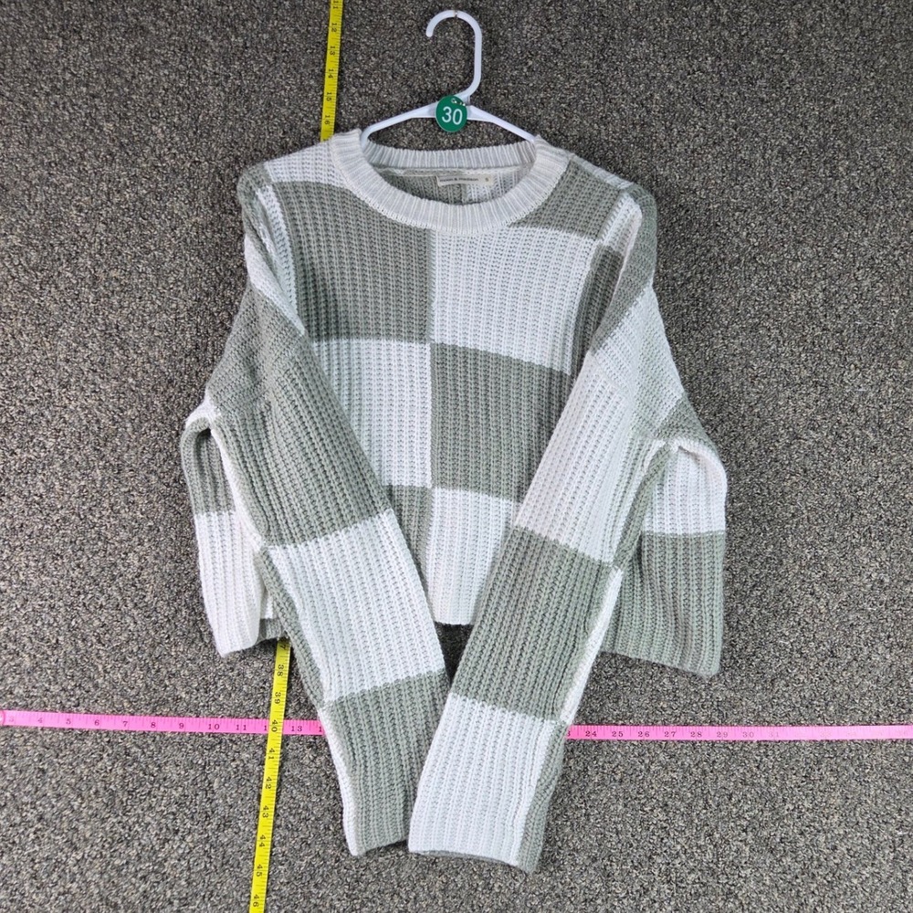 Moon & Madison Sweater Womens Small Sage Green Checkered Shaker Knit Pullover